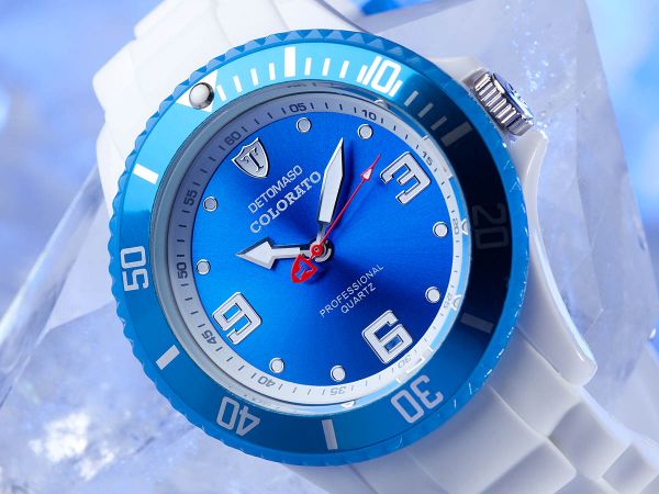 Relogio Detomaso Colorato 40 Mm Branco E Azul Unissex