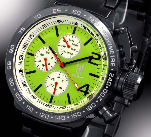 Relogio Konigswerk Alemão Licinius Grande Inox Carbon Verde