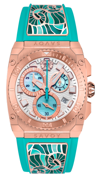 Relógio feminino Savoy Turquesa dourado